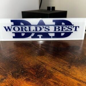 World's Best Dad Blue Acrylic Desk Plaque